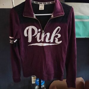 PINK Victoria's Secret Women's Maroon Half-Zip Sweater